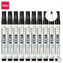 得力(deli)可加墨可擦易擦白板筆 10支黑