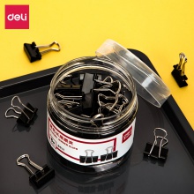 得力8566-6#黑色長尾票夾15mm（60只/筒）